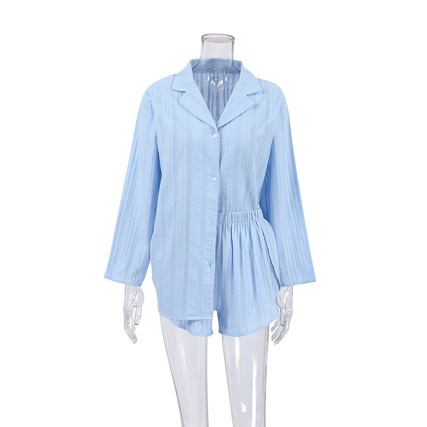 266g Weight Long Sleeve Sleeve Length Pajamas Lingerie Type Cotton Fabric Type Regular Top Length Shorts Sets Sets Type 2 Pieces Set Quantity Home, Sleeping Occasion Turndown Neckline Breathable Function Regular Fit Fit Type Solid Color Pattern Winter, Summer, Spring Season Women's Gender Simple Style Style Home Sleeping Women's Simple Style Solid Color Cotton Shorts Sets Pajama Sets 3