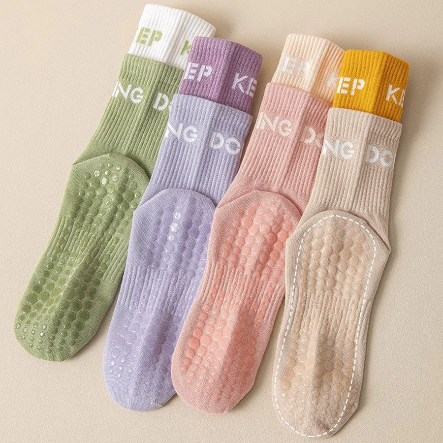 Высокие спортивные прыжки йога носки противоскользящие средние трубочки фитнес впитывающие пот-плати носки дышащие