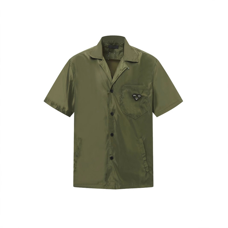 high quality factory direct P summer new nylon short sleeve loose casual men's and women's shirts cardigan high quality factory direct P summer new nylon short sleeve loose casual men's and women's shirts cardigan
