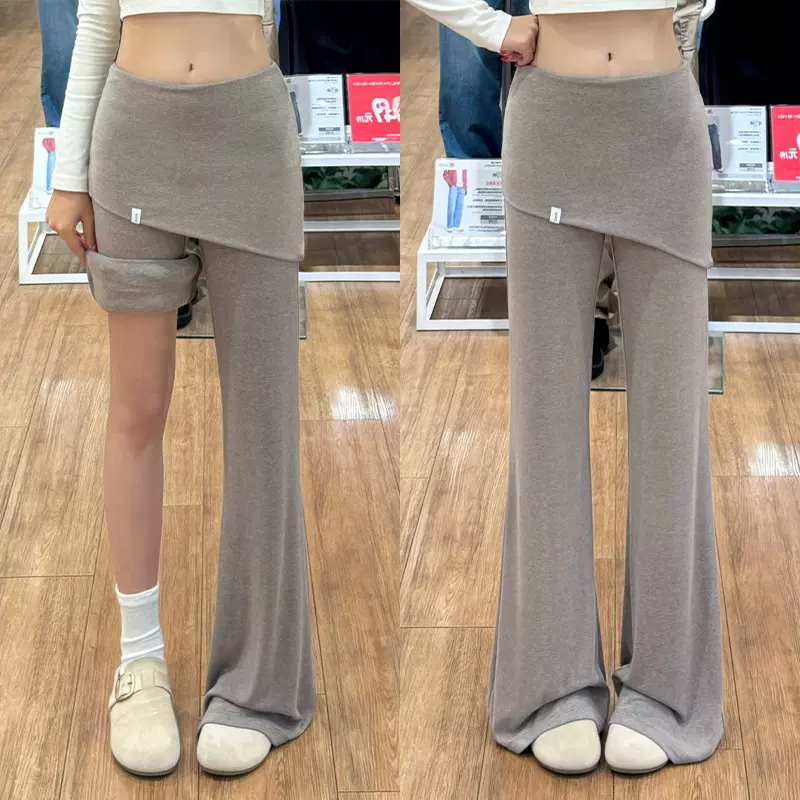 明星同款韩系叠穿神器裙裤一体微喇裤 大弹力遮腹显瘦裤厂家批发