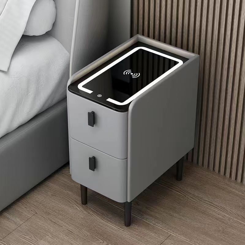 Solid Wood Smart Bedside Table Multi-functional Luxury Simple Wireless Charging Ultra-narrow Bluetooth Speaker Small Bedside Cabinet 