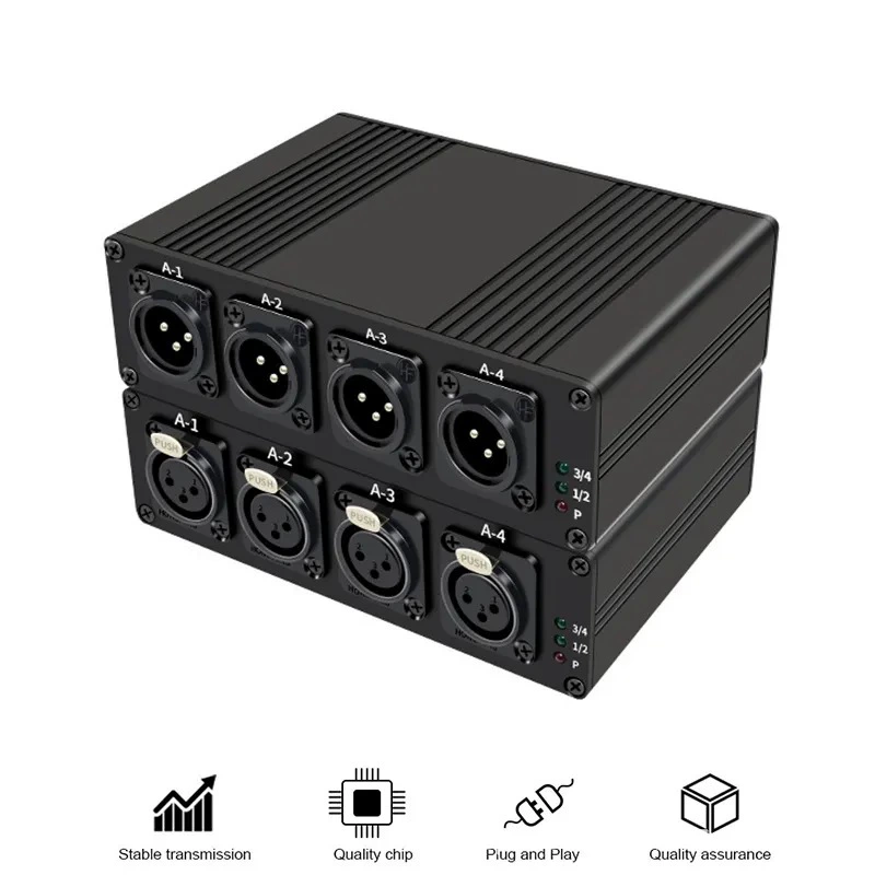 Вещательный XLR-кабель с четырьмя каналами, волоконно-оптический аудиопередатчик Calcum Faber, световая машина Caval A/B, секция и отвод