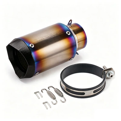 Suitable for Motorcycle Kawasaki – Exhaust pipe - p-titanium-alloy-half-blue-polygonal-tail-laser-mark