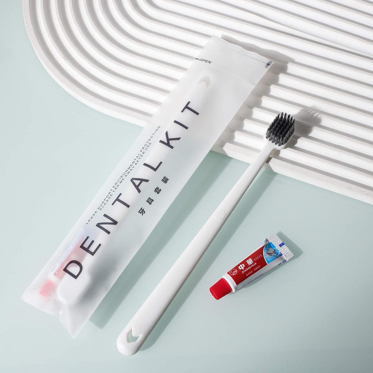 酒店一次性牙刷牙膏宽头软毛宾馆民宿连锁轻奢一次性洗漱用品套装