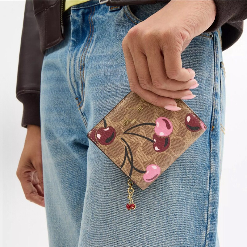 Cherry Print Small Square Bag for Women, New Trendy Niche Chain Bag, Women's Folding Card Holder Wallet, Coin Purse Cherry Print Small Square Bag for Women, New Trendy Niche Chain Bag, Women's Folding Card Holder Wallet, Coin Purse