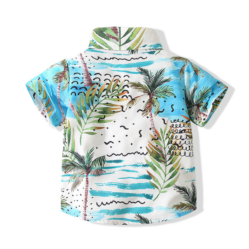 Fresco estilo de vacaciones camisa de los niños Hawaii playa de manga corta de coco camisa casual verano nueva ropa para niños