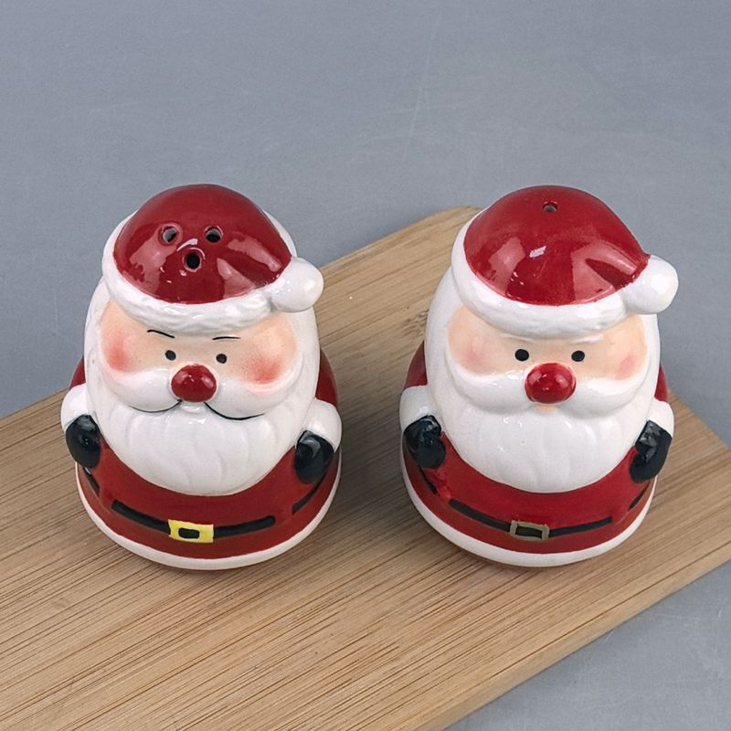 Adornos navideños transfronterizos árbol de Navidad muñeco de nieve cerámica botella de pimienta en polvo decoración de mesa juego de botella de pimienta en polvo creativo