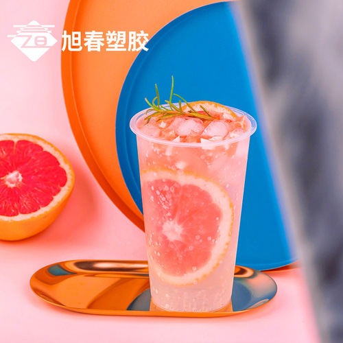Factory wholesale injection cup 90 caliber disposable cold drink cup frosted transparent thickened take-out milk tea cup with lid