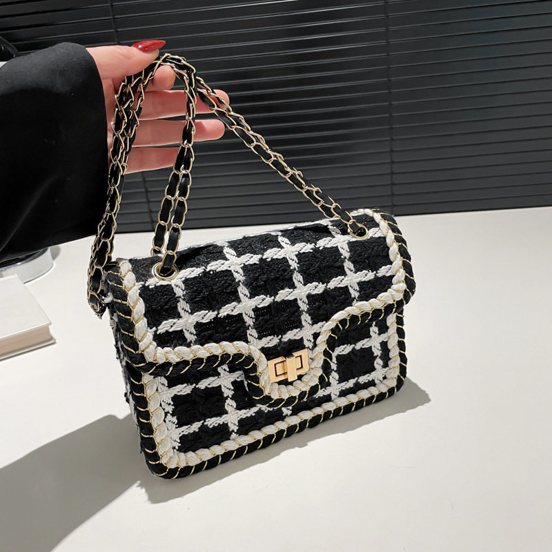 Nueva sensación de alta calidad bolsos de dama de tela de cuadros coreanos bolsos de hombro de moda retro bolsos de cadena