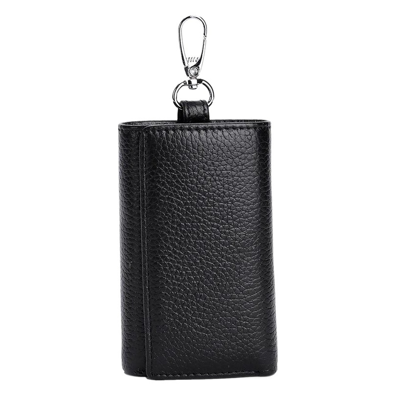 Genuine Leather Key Bag Men's and Women's Multi-Functional Tri-Fold Wallet Top Layer Cowhide Keychain Bag Fashionable Trendy Card Slot Coin Purse