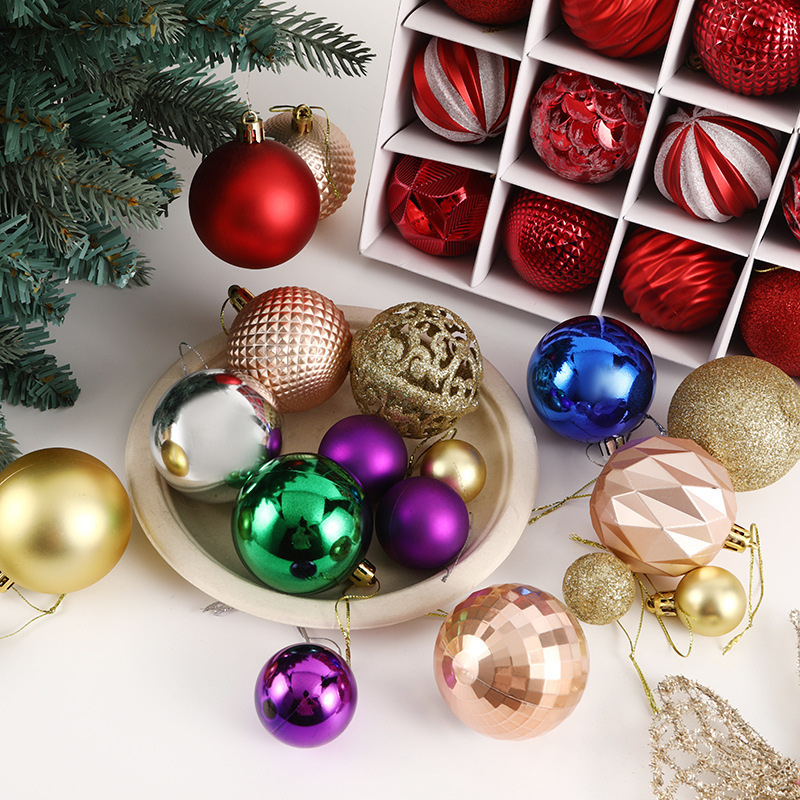 クリスマスボールセット丸桶角箱彩色絵3cm 4cm 6cmクリスマス装飾クリスマスボール装飾ボールクリスマス|undefined