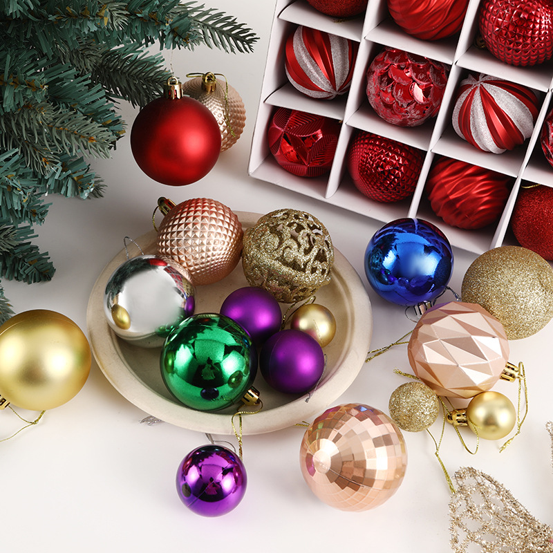 Bola de Navidad traje redondo barril caja cuadrada pintada 3cm4cm6cm decoración navideña bola colgante de Navidad bola decoración Navidad