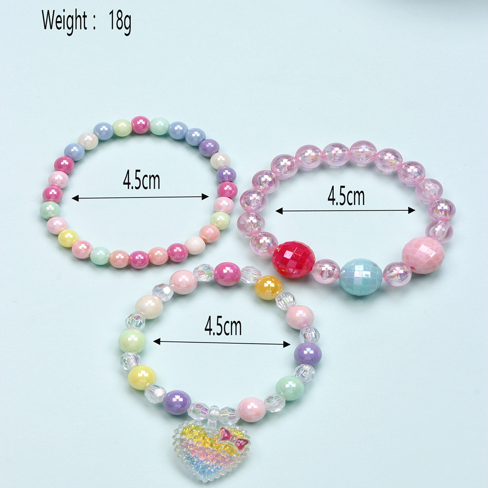 Simple Style Heart Shape Flower Plastic Beaded Girl's Bracelets display picture 20