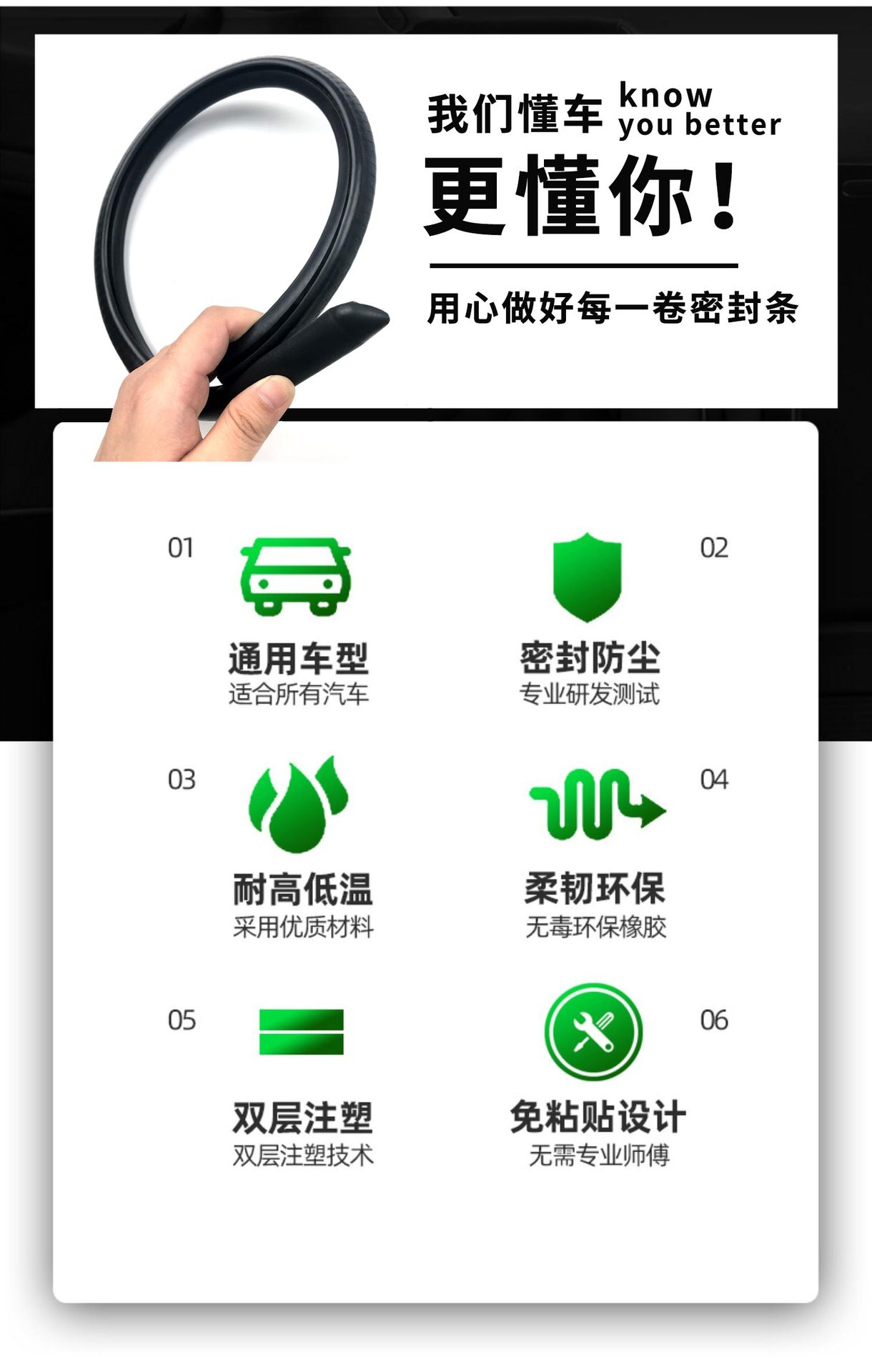 B- pillar car sealing strip car door seam dustproof soundproof strip steel strip B- pillar slot bumper strip paste car rubber strip