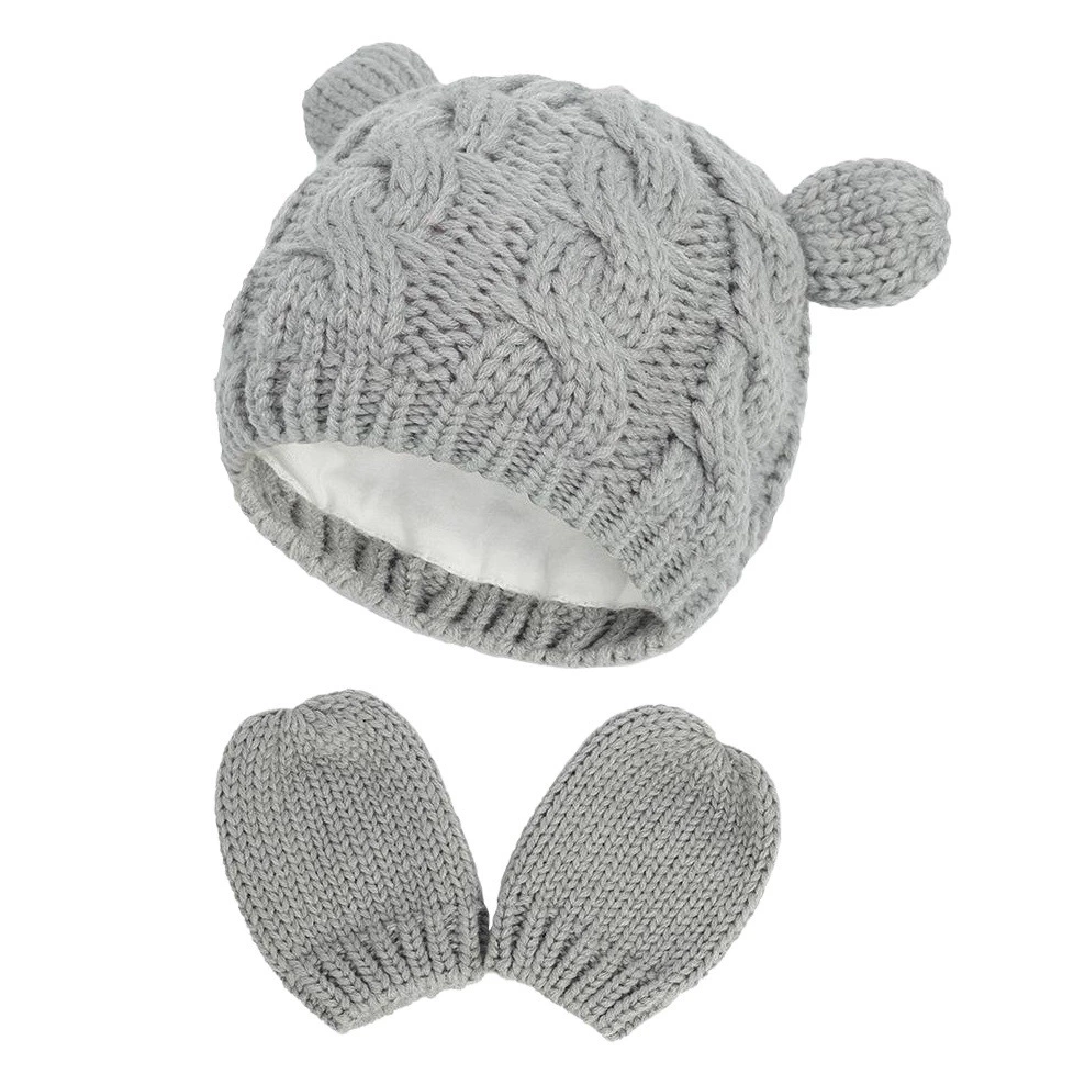 Детская шапка Вязаная шапка 2020 Осенне-зимняя шапка Перчатки костюм Милая маленькая шапка в форме ушей для мальчиков и девочек