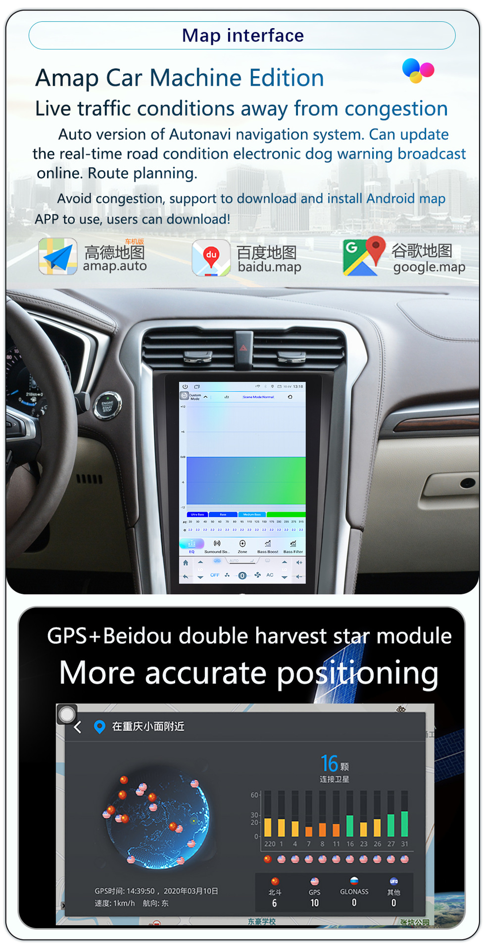 Suitable for 2013-2019 Ford Mondeo Android Large Vertical Screen Carplay Car Navigation All-In-One Machine