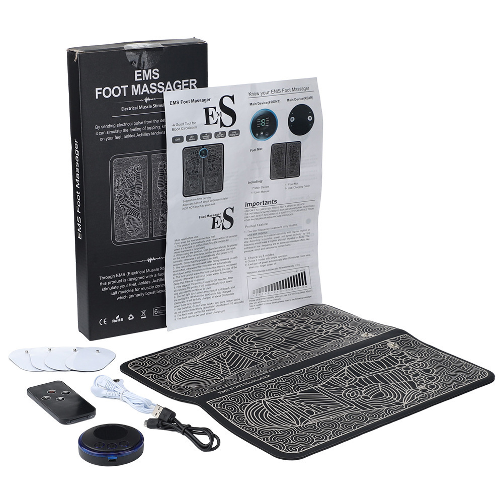 Intelligent EMS foot massage pad microcurrent foot massage machine rechargeable portable pulse massage foot pad foot massager