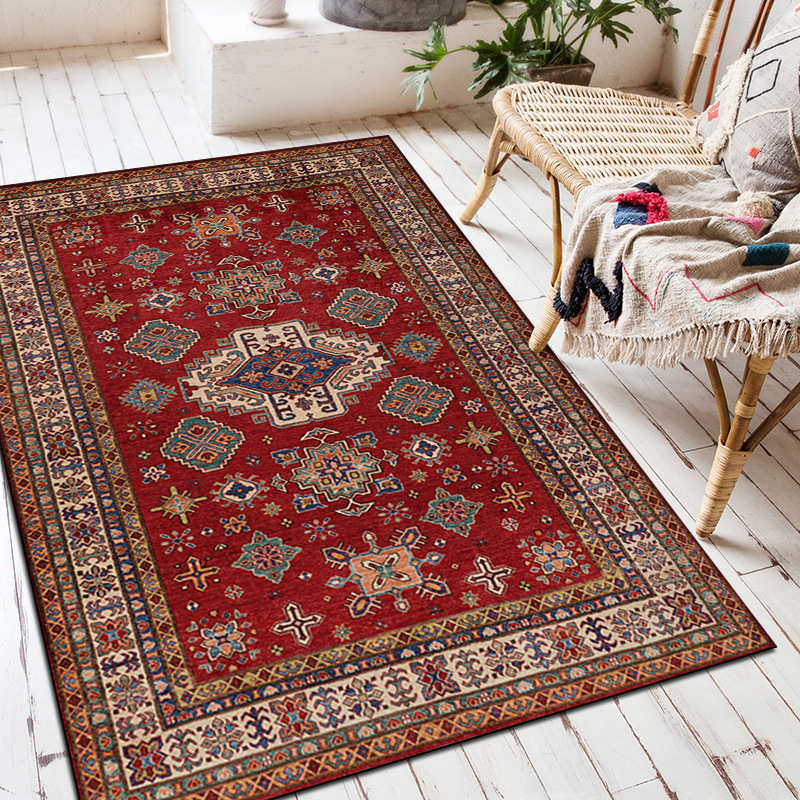Cross-border retro American Persian-style living room rug ethnic-style bedroom bed-side mat home use anti-slip and stain-resistant floor mat