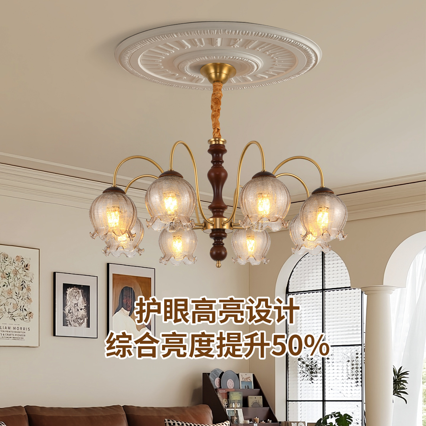 Grand View Garden lámpara de bronce para la sala de estar 2026 retro francés lujo lujoso lujoso lámpara de restaurante Zhongshan 413L