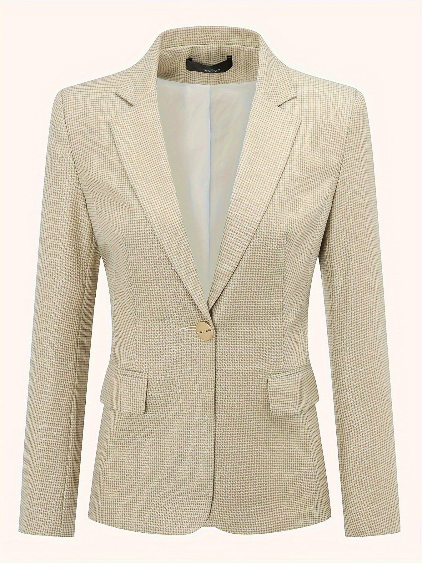 Women'S 2pcs Plaid Office Suit Set One Button Blazer Jacket