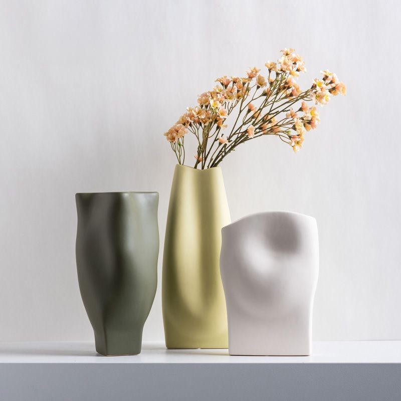 Morandi color estilo nórdico arte personalizado florero de cerámica mesa comedor salón escritorio decoración suave