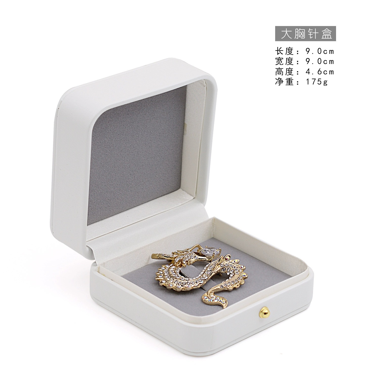 Caja de broche de botón de oro Caja de medallas Caja de embalaje de joyas Caja de anillo ancho Caja de insignia puede imprimirse en pequeñas cantidades Logo