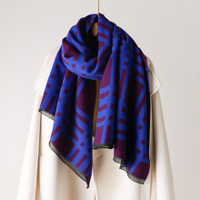 新款百搭经典条纹仿羊绒围巾加厚保暖高级感披肩时尚百搭秋冬围脖