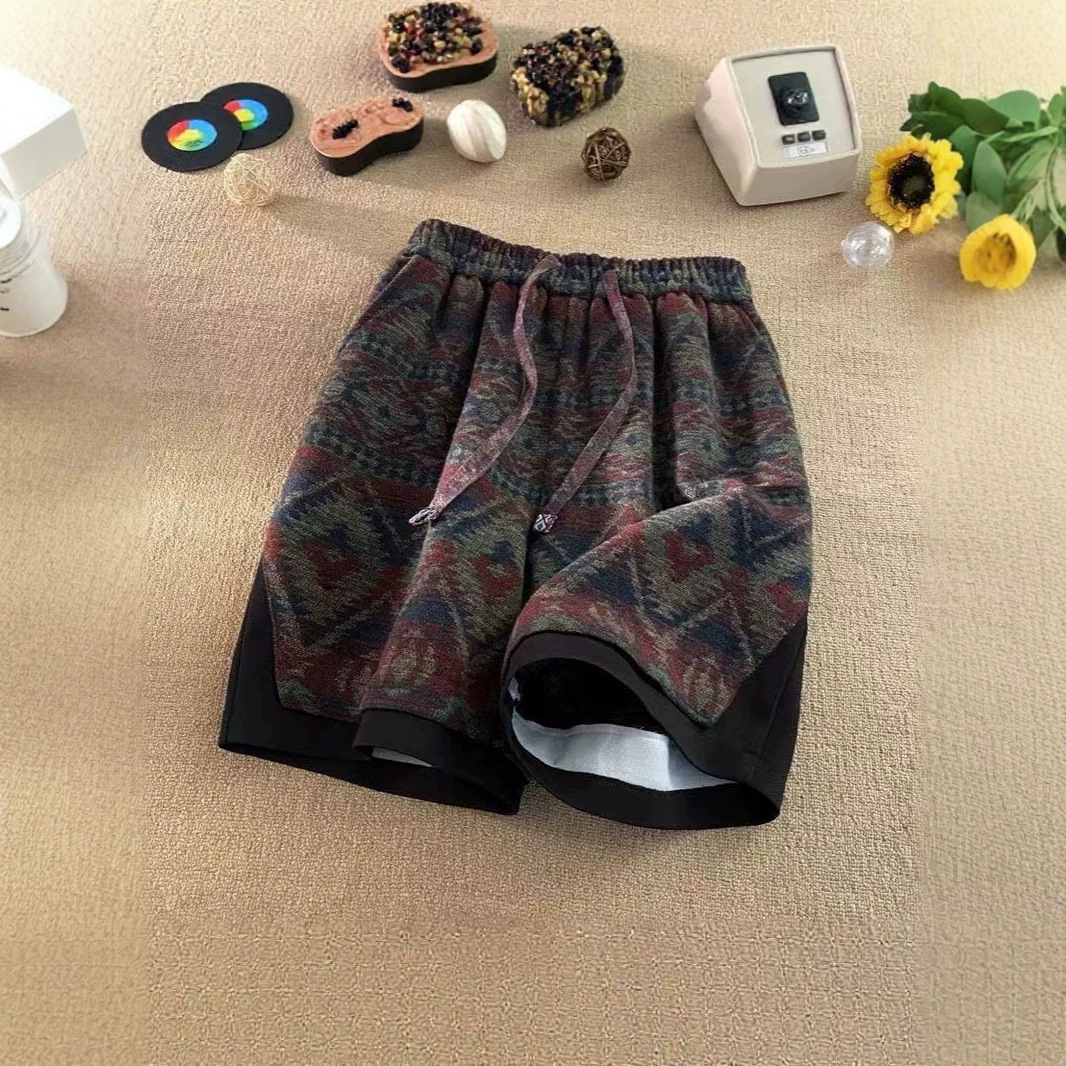 Summer Men's Stylish Loose Fitting High Waisted Casual Shorts Versatile Straight Leg Five Point Pants_viptrois.com