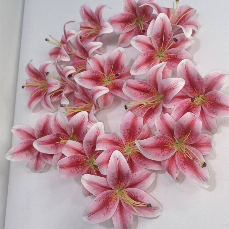 跨境外贸3D百合仿真花批发婚礼庆典花艺装饰造景胶片百合花墙花朵|undefined