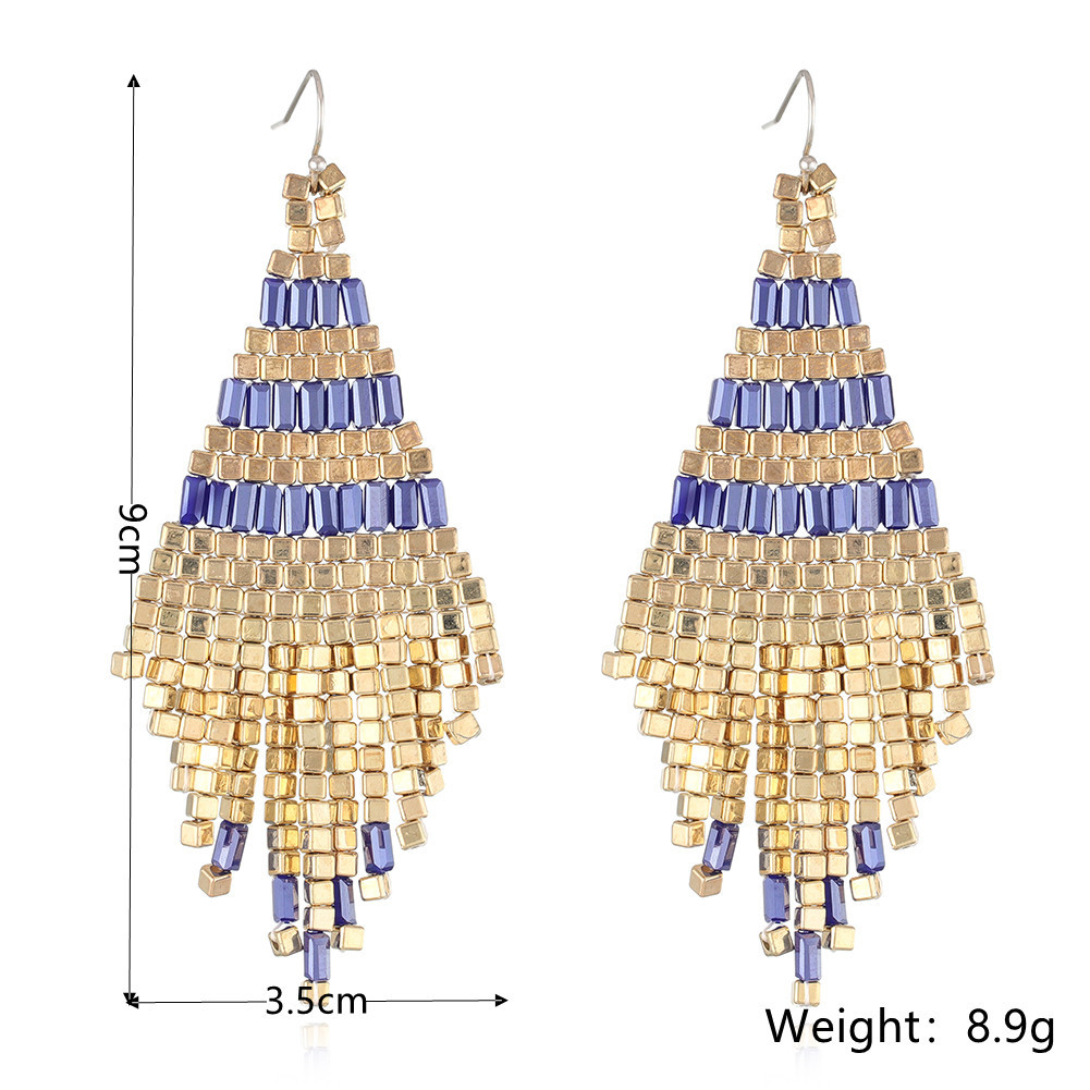 Wholesale Jewelry 1 Pair Bohemian Color Block Seed Bead Drop Earrings display picture 1