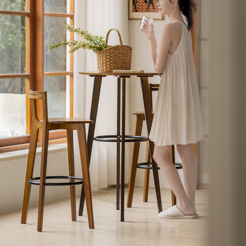 Bar Table Home Wall-Mounted High Bar Table Small Round Table Living Room Leisure Milk Tea Shop Table and Chairs Balcony Wall Table