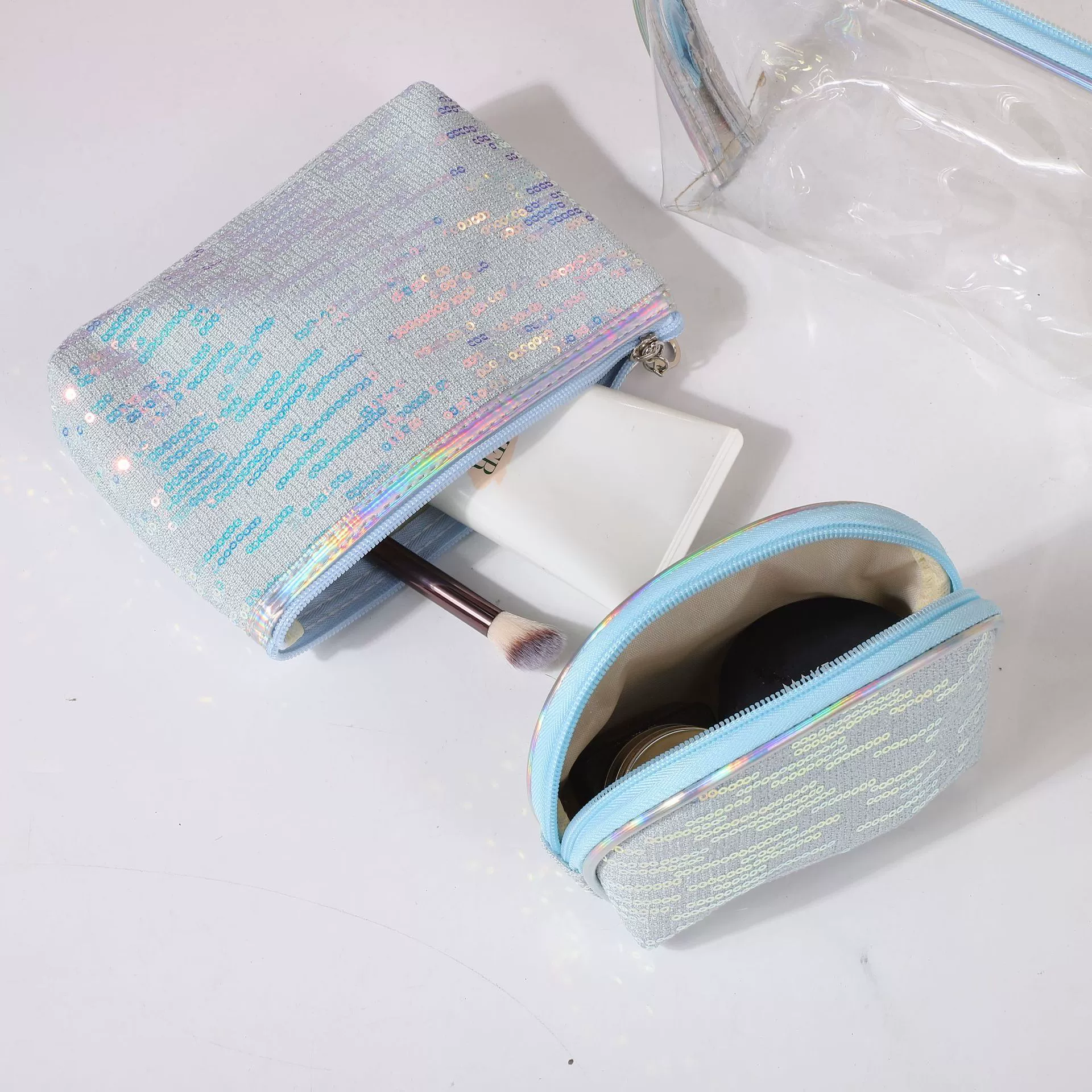 (Границы торговли) кcosmetic bag, маленький клатч, прозрачный вместительный водостойкий ручной набор ПВХ для путешествий, набор из 3 предметов