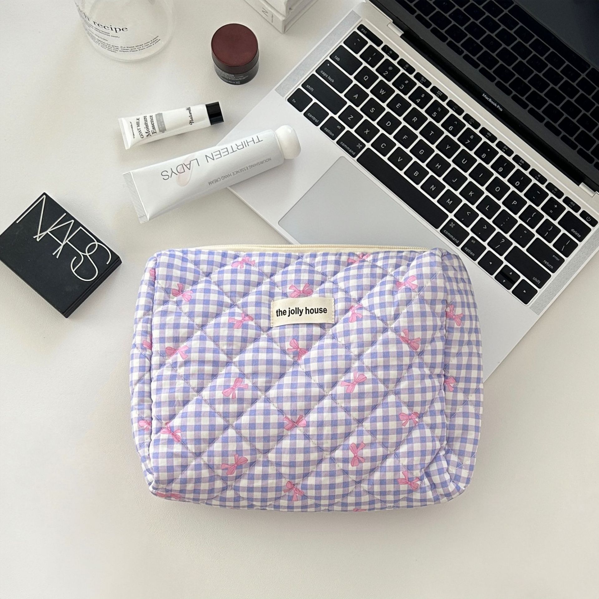 Elegant Streetwear Plaid Canvas Square Makeup Bags display picture 10
