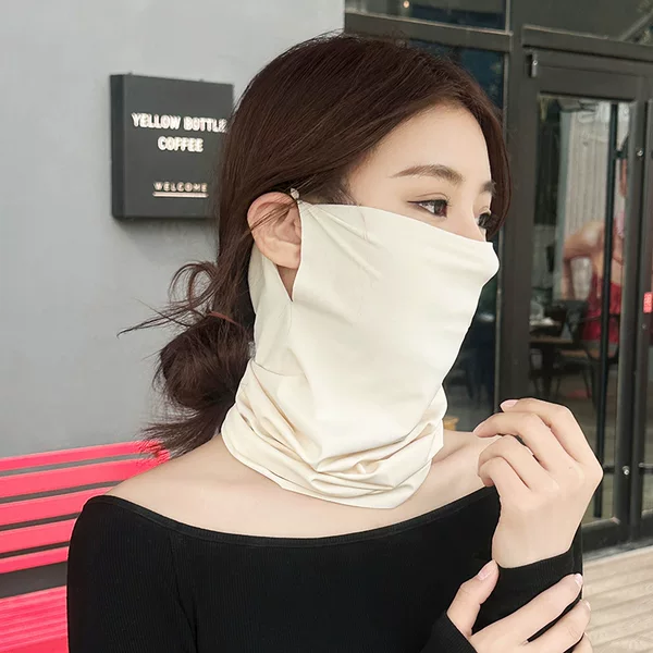 Summer Shark Thin Sun Protection Mask Women's Outdoor Cycling Sun Shade Neck Protector Breathable Mask Full Face Veil Neck Cover