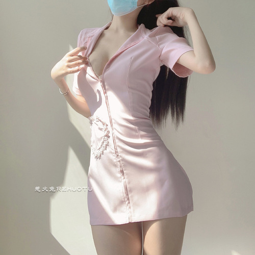 Hot Rabbit New Sexy Lingerie Sexy V-neck Passionate Hot Short Skirt Nurse Uniform Temptation Suit Cosplay