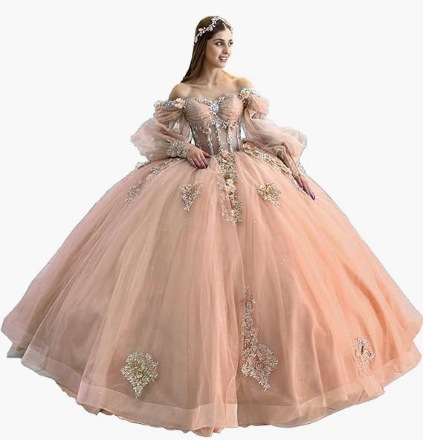 Flores vestido de adulto con mangas brillante con cuentas vestido dulce 2026 nuevo vestido de baile de hombro para mujeres image 24