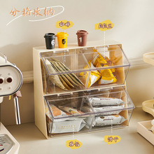 桌面收纳盒防尘带盖茶包收纳盒咖啡奶茶整理架透明亚克力收纳架子
