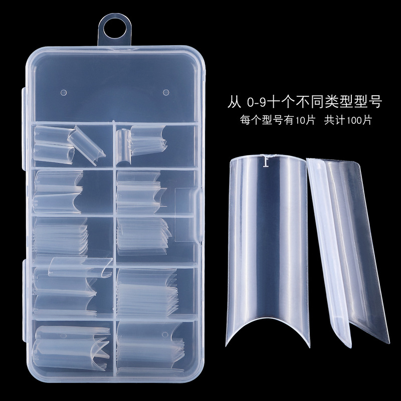ManiCUre Nails 100 PieCes C ArC Bamboo TUbe Nails Large ArC U-shaped Fake Nails FrenCh Bamboo TUbe FUll Pipe Nail Box