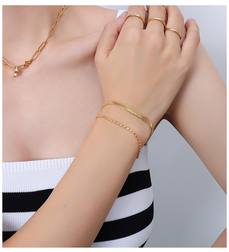 Marka European and American Retro Minority. Bead Exquisite Blade Chain Double Layer Bracelet Titaniu