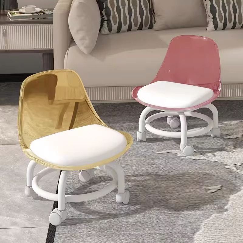 Taburetes acrílicos silenciosos con ruedas universales para niños pequeños taburetes red sillas pequeñas poleas taburetes bajos belleza taburetes