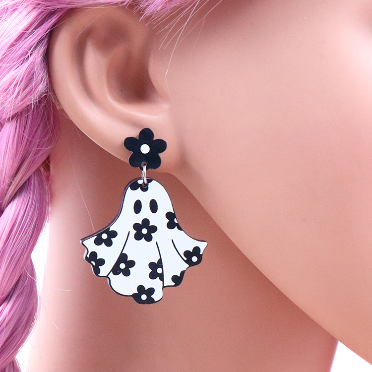 Holiday Occasion Arylic Material 1 Pair Simple Style Flower Printing Arylic Drop Earrings