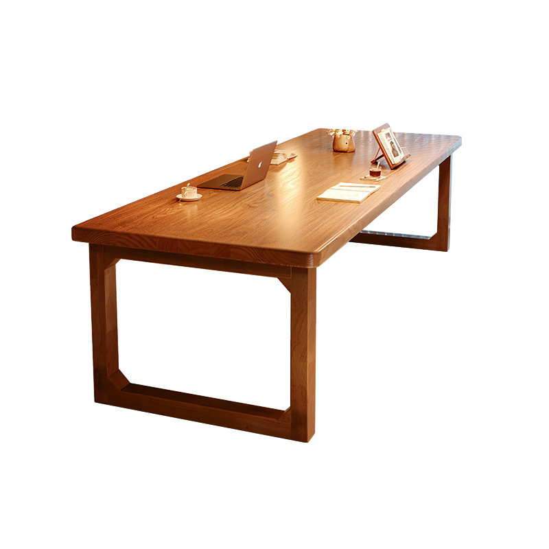 Mesa y silla de comedor de madera sólida para el hogar, tabla gruesa larga, mesa de té rectangular, mesa de trabajo, mesa de comedor integrada