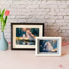 MDF木质真玻璃diy相框摆台立体挂墙画框架中空1.5厘米67810寸A4a3