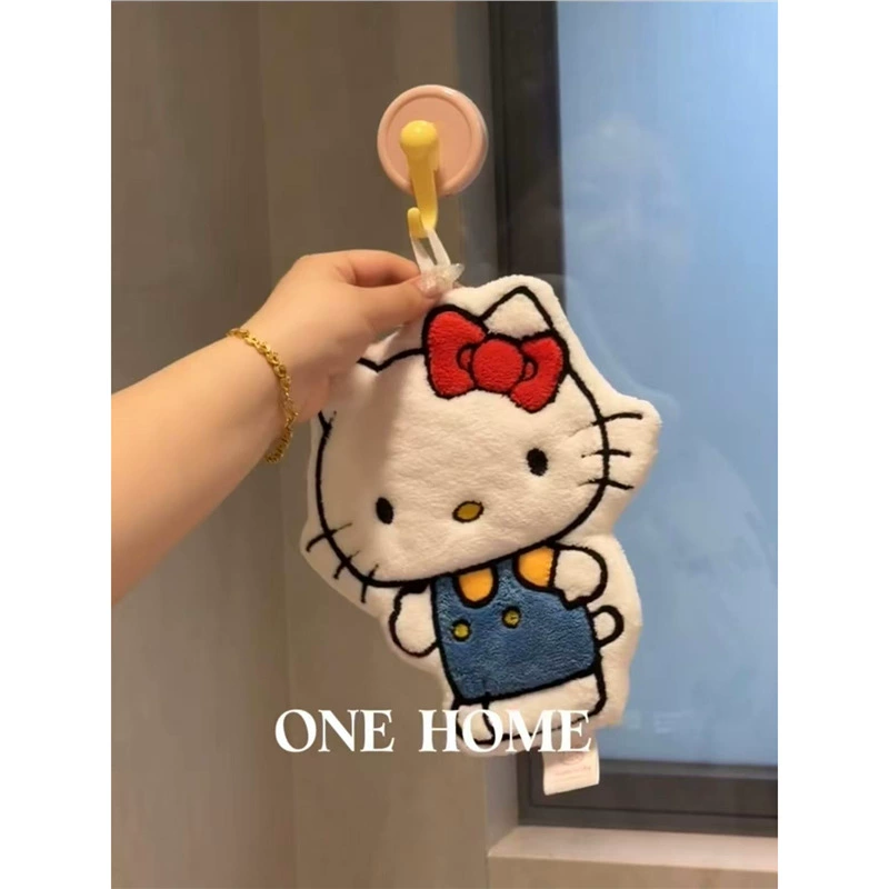 Hello Kitty, милый носовой платок для домашнего использования, детские влажные салфетки для лица, увеличенная толщина, впитывают воду