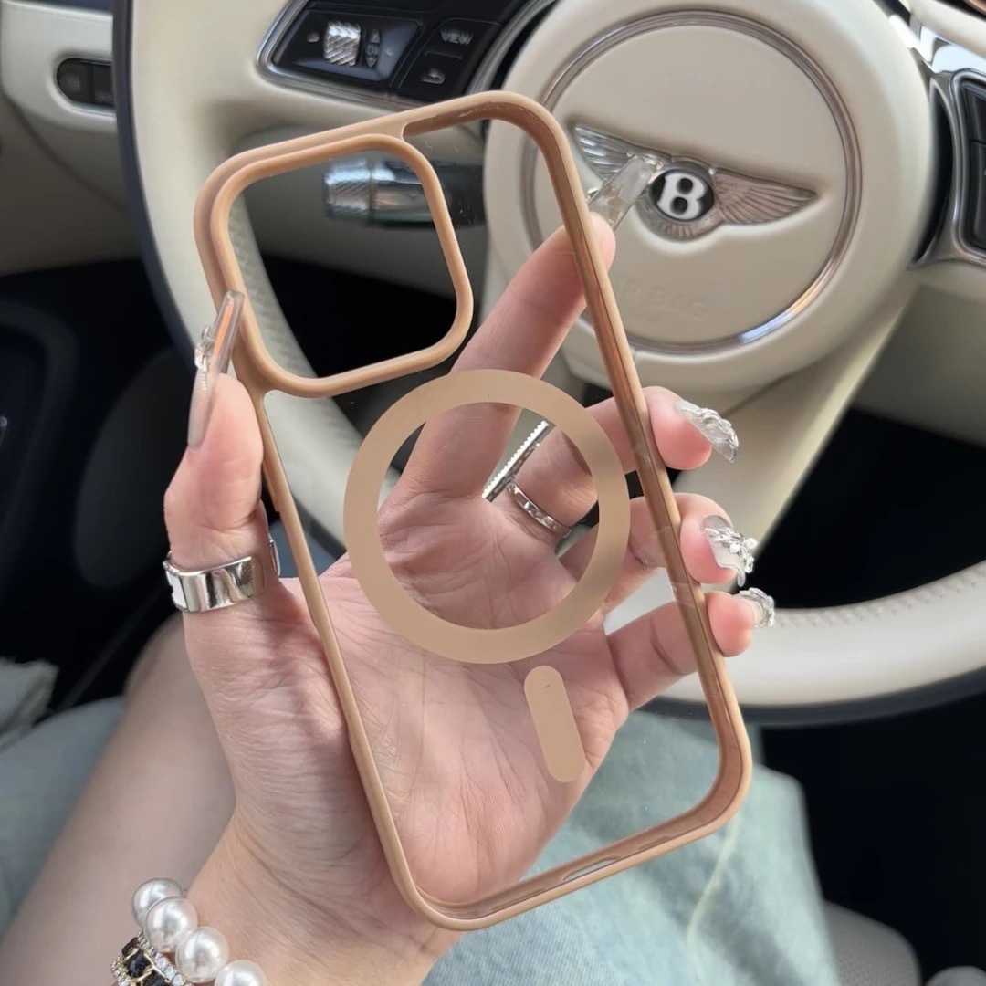 Large-Hole Acrylic Case Suitable for iPhone 17 Pro Max, Light Luxury Transparent Magnetic Case for Apple 16, Anti-Drop Protection