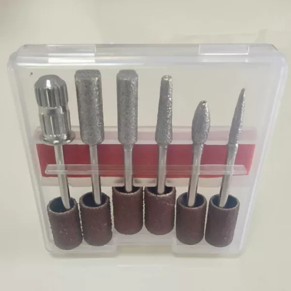 2.35mm Handle Diameter Matching Grinder Manicure Tool Polishing Nail Removal and Dead Skin Polishing Head Set 6 Pieces