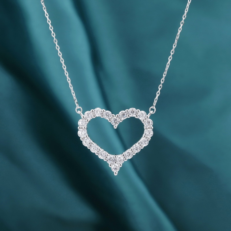 1 Piece Quantity Shopping Occasion 925 Sterling Silver Material 925 Sterling Silver Zircon Cable Chain Plating Inlay Heart Shape Pendant Necklace