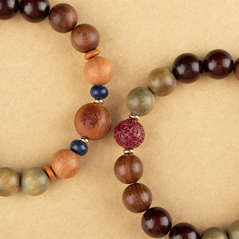 Estilo chino doce Zodiaco verde sándalo pulsera mujer dragón Zodiaco pulsera cinabrio suerte cuentas pareja pulsera