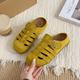 2025 Spring and Autumn New Style Baotou Half Slippers Women's Soft Leather Piggy Cage Shoes Thick Bottom Niche Comfortable Sandals Bocken Slip-on