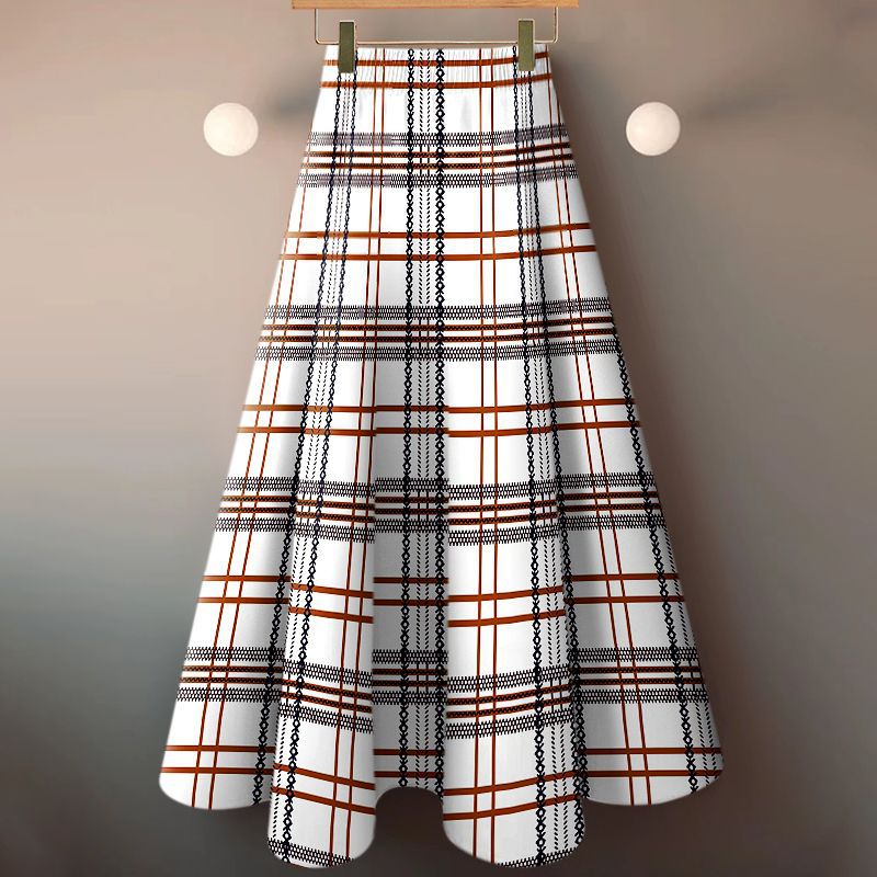 中长裙半身裙女装新款洋气印花漂亮大摆裙显瘦垂感遮肉过膝高腰裙